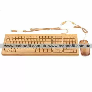 Бамбуковые клавиатура и мышь для компьютера