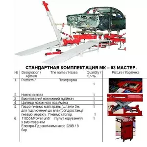 Cтапель — стенд для рихтовки МАСТЕРрамного типа  споттер,  захваты,  выт
