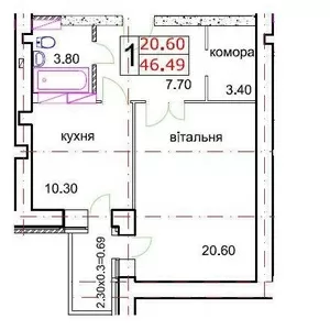 1-кiмнатна квартира в новобудовi в центрi Бучi