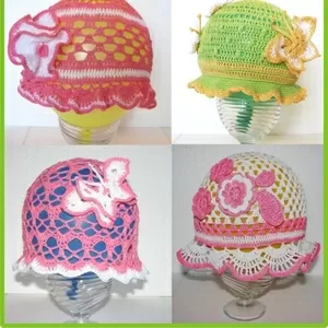 панамки,  летние шапочки ручной вязки