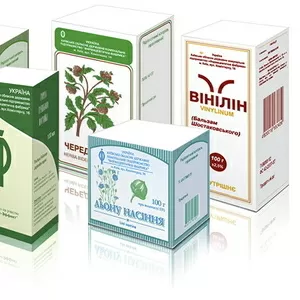 Производство картонной упаковки для лекарственных трав и на чаи Киев