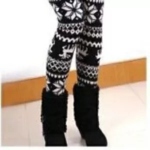 Леггинсы с крупными снежинками и оленями Тренд Зима-Весна 2013