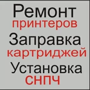 Ремонт принтеров,  компьютеров. Заправка картриджей,  уст. СНПЧ  