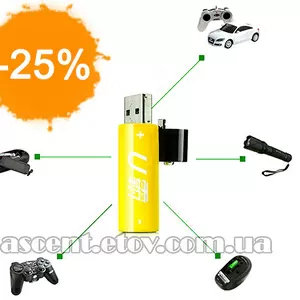 USB Перезаряжаемые AA Батарейки: на 500 зарядок (2шт)