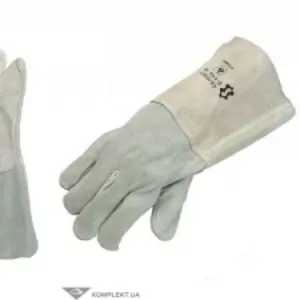 Перчатки спилковые КРАГИ,  серые,  без подкладки,  35см