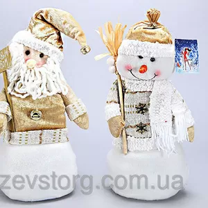 Новогодняя мягкая игрушка Снеговик,  Санта,  36см