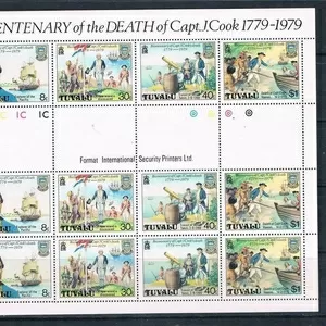 Почтовые марки Тувалу. К 200-ю смерти капитана Джеймса Кука