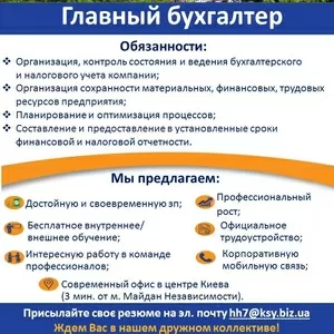 Главный бухгалтер в частную компанию