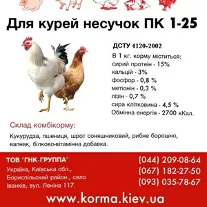 Комбікорм для курей несучок ПК 1-25