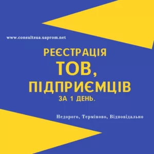 Реєстрація ФОП,  ТОВ,  ПП,  Дніпро та область (недорого)