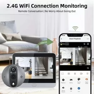 Умный дверной видеоглазок Tuya Wi-Fi R9 Silver